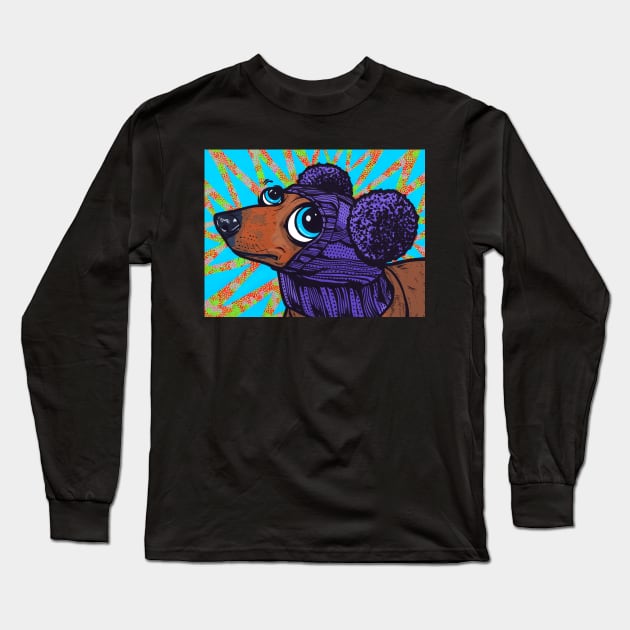 Dachshund Pom Pom Long Sleeve T-Shirt by turddemon